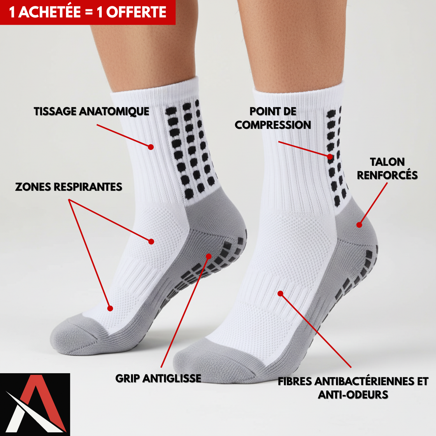 Chaussettes techniques - Grip. Confort. Résistance.