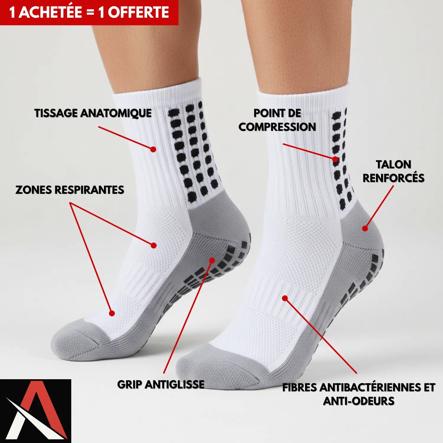 Chaussettes techniques - Grip. Confort. Résistance.