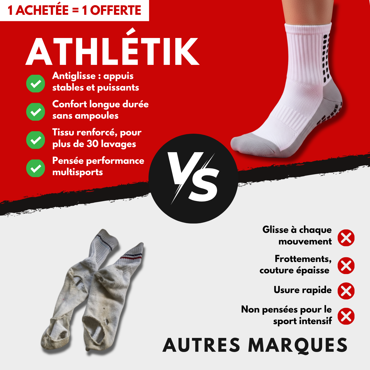 Chaussettes techniques - Grip. Confort. Résistance.