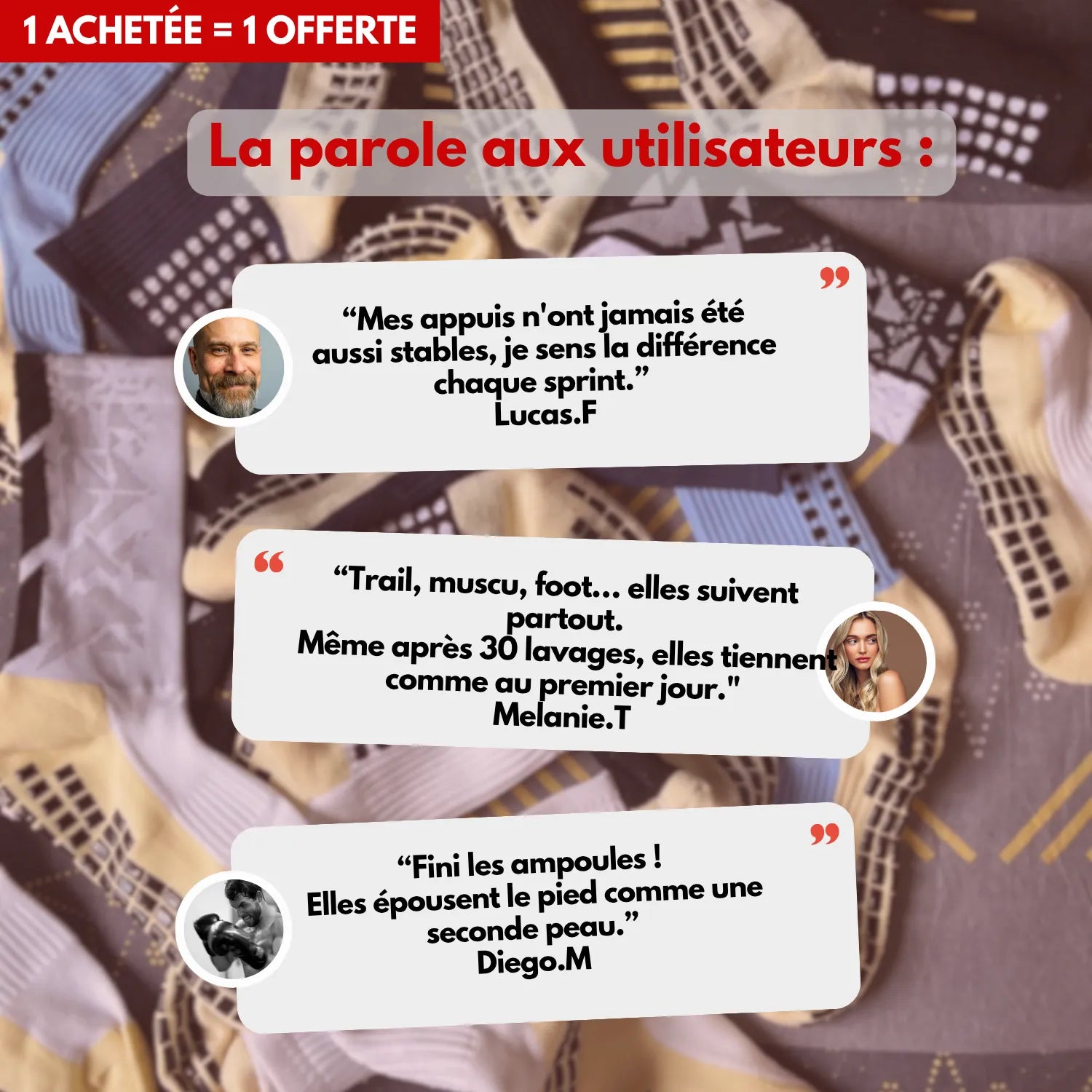 Chaussettes techniques - Grip. Confort. Résistance.